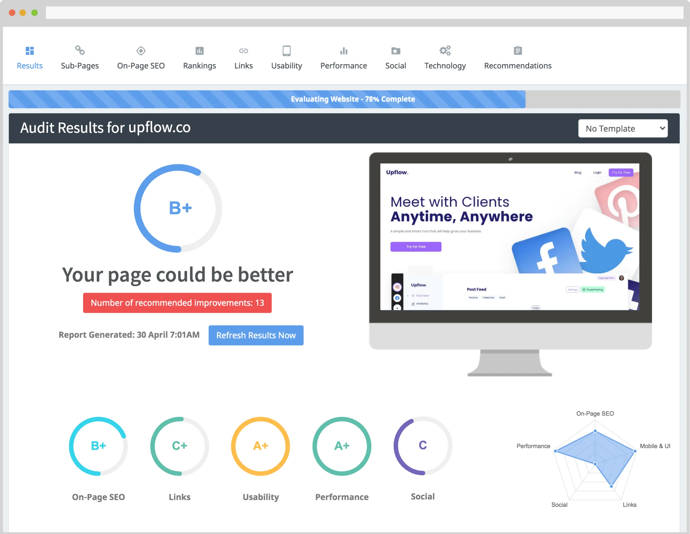 SEOptimer SEO report screenshot